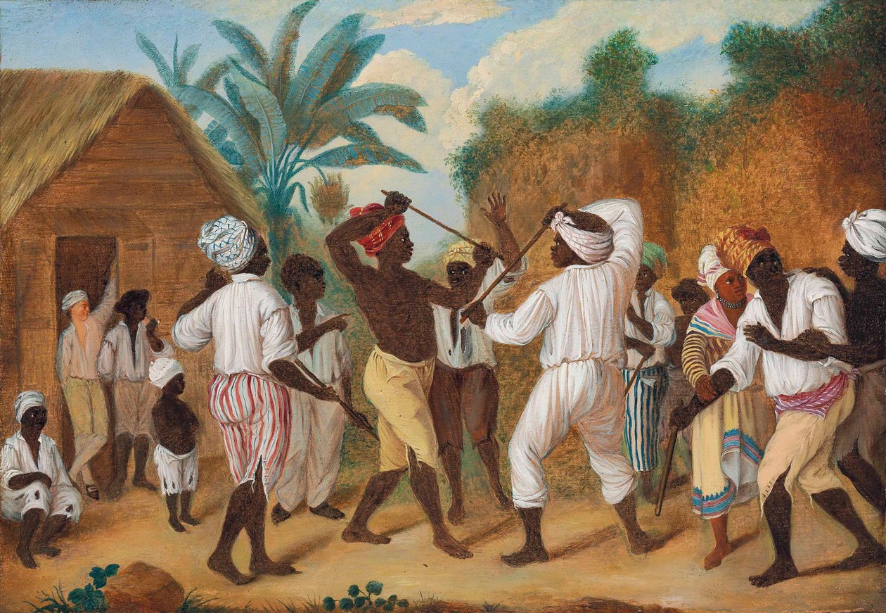 Uma partida de carinho entre negros ingleses e franceses na ilha de Dominica de Agostino Brunias