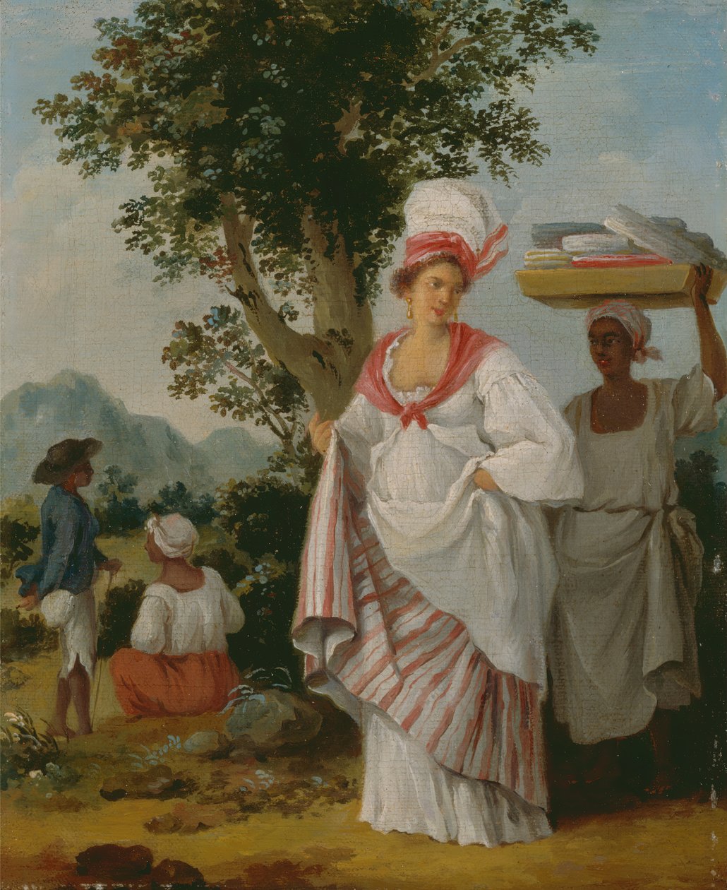Uma mulher crioula das Índias Ocidentais atendida por seu servo negro, ca. 1780. de Agostino Brunias