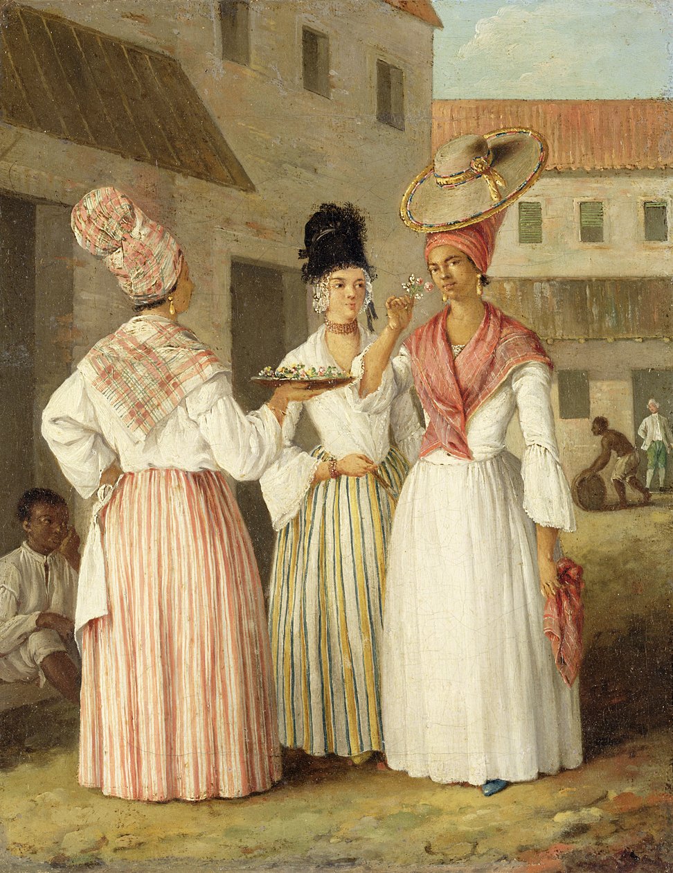 Uma florista das Índias Ocidentais e duas outras mulheres de cor livres, c.1769 (óleo sobre tela) de Agostino Brunias