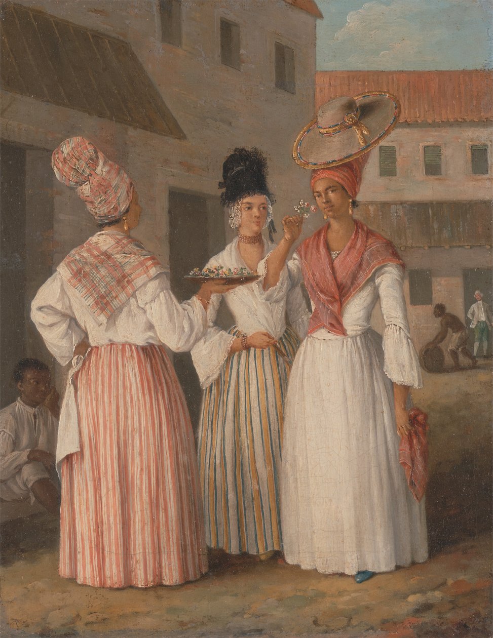 Uma florista das Índias Ocidentais e duas outras mulheres de cor livres, ca. 1769. de Agostino Brunias