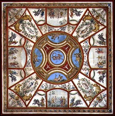 Design de tecto para a Sala de Pequenos-almoços Pintados em Kedlestone Hall, Derbyshire, c.1760 (caneta e tinta e aguarela sobre papel) de Agostino Brunias