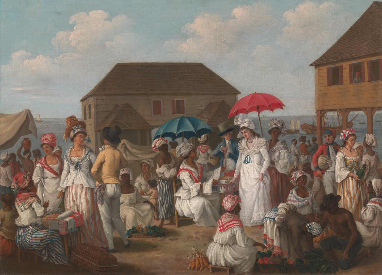 Mercado de linho, Dominica - Uma cena de mercado, ca.1780. de Agostino Brunias