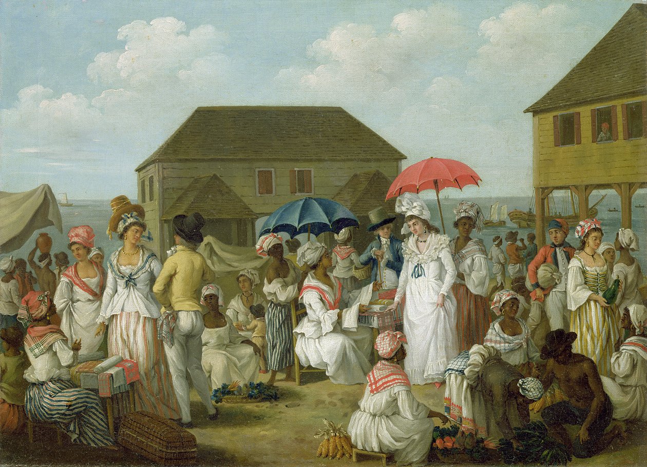 Linen Market, Dominica, c.1780 (óleo sobre tela) de Agostino Brunias