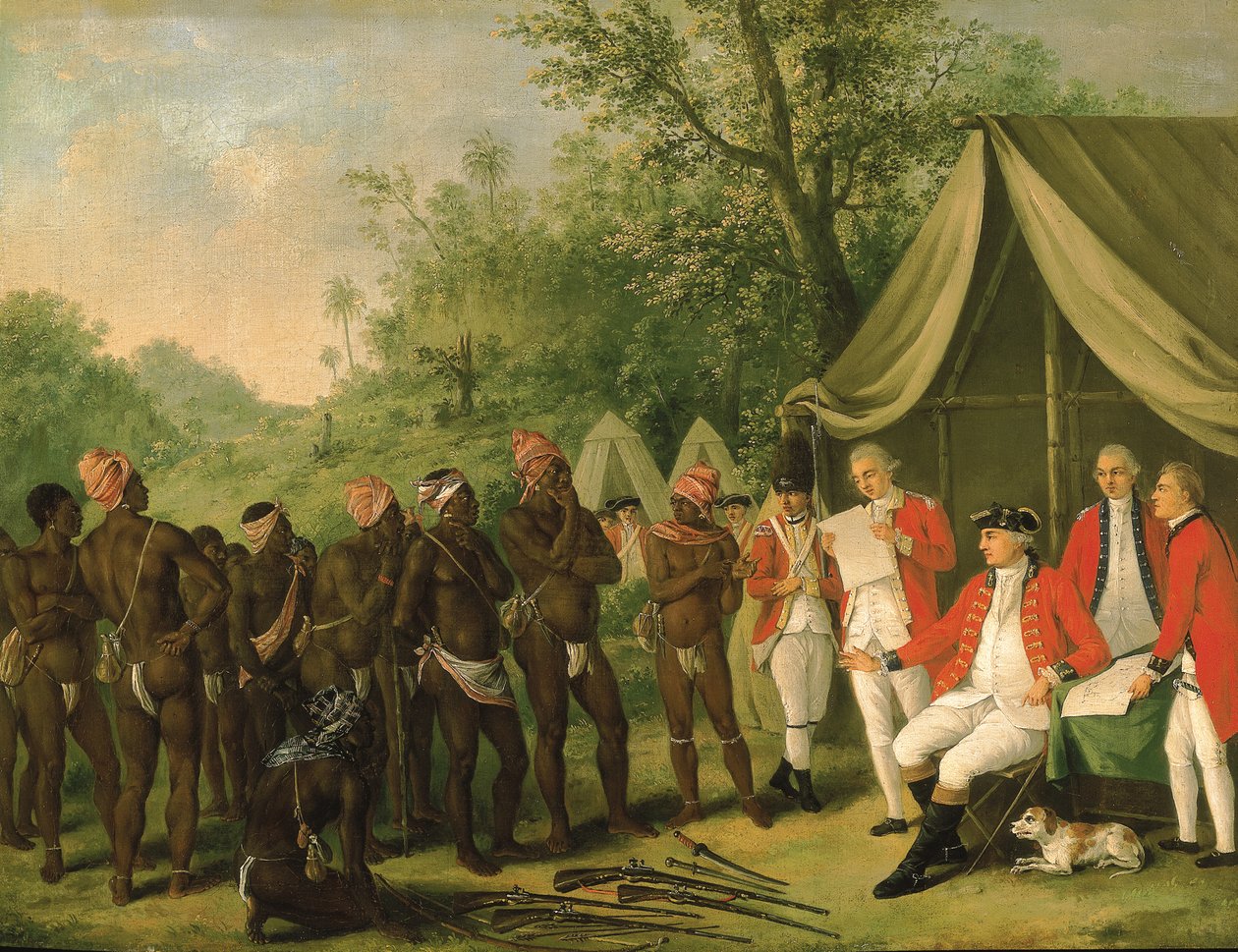 Pacificação com o escravo Maroon na ilha da Jamaica de Agostino Brunias