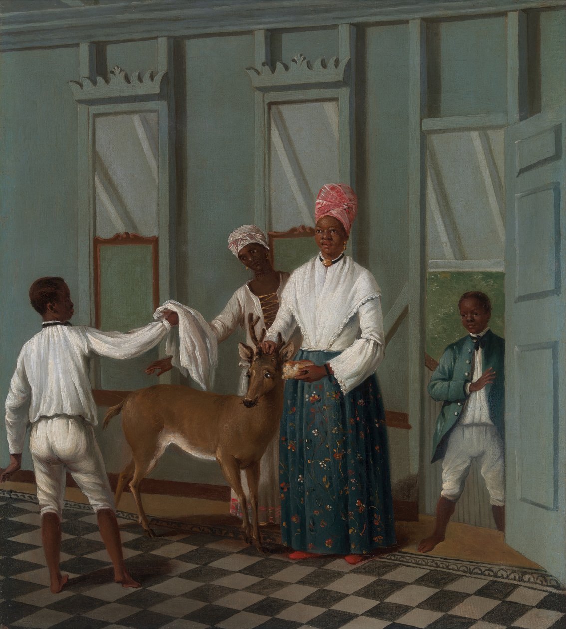 Servos que lavam um cervo, ca. 1775. de Agostino Brunias
