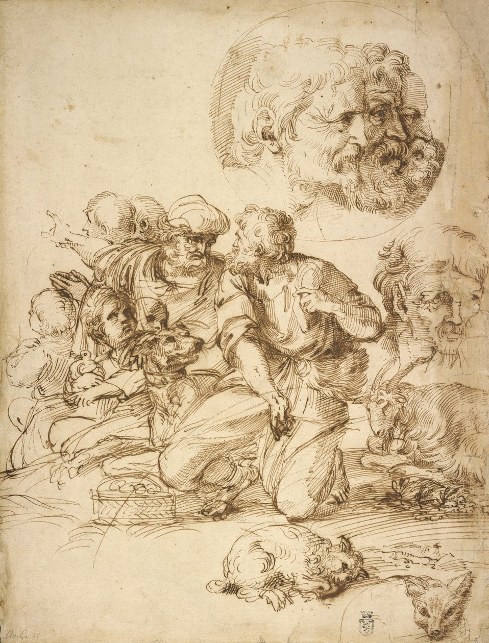 Um grupo de pastores e outros estudos de Agostino Carracci