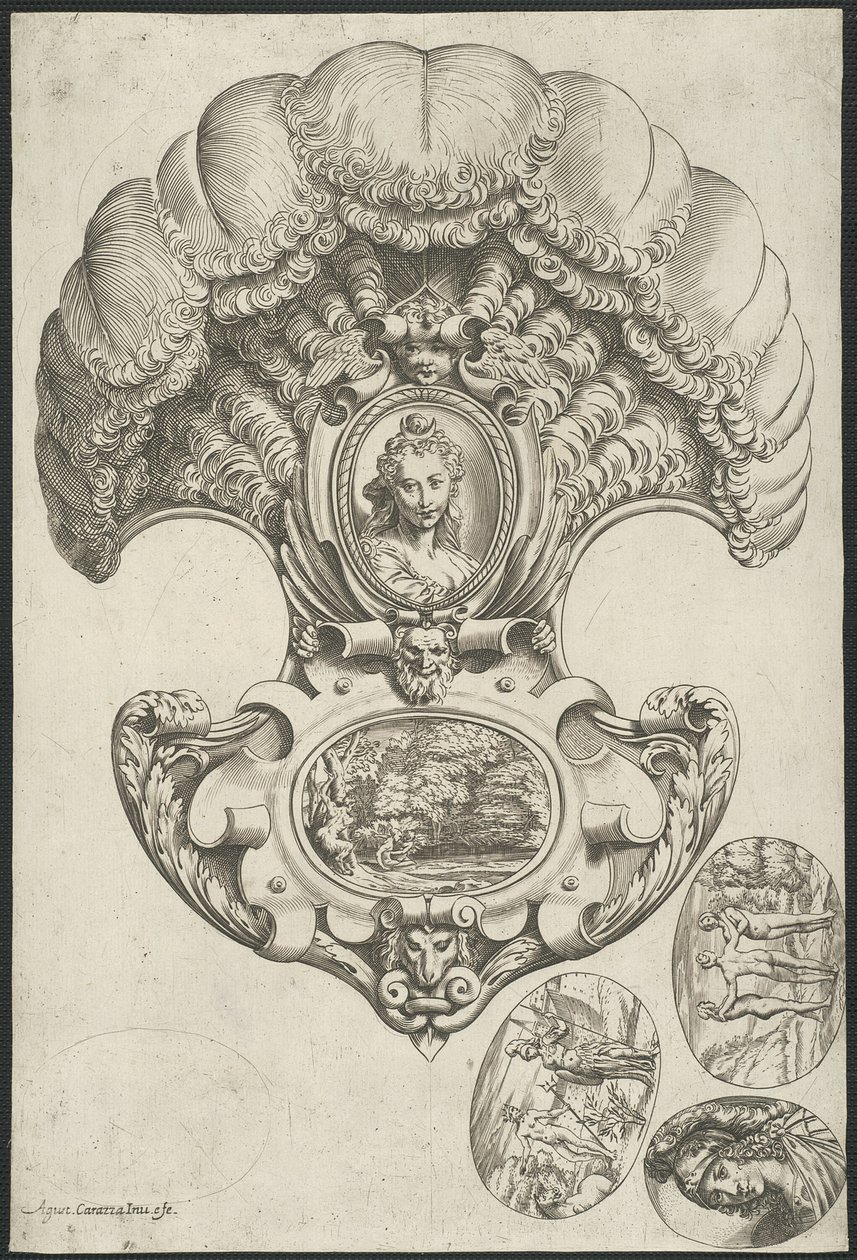 Um capacete em forma de leque de Agostino Carracci