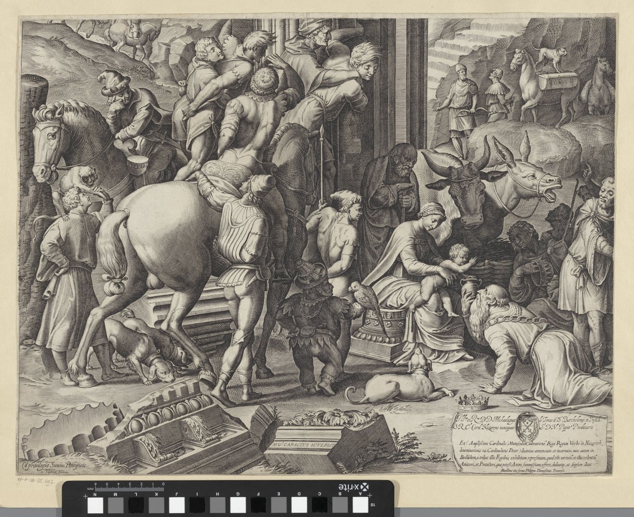 Adoração pelos reis (secção inferior esquerda) de Agostino Carracci