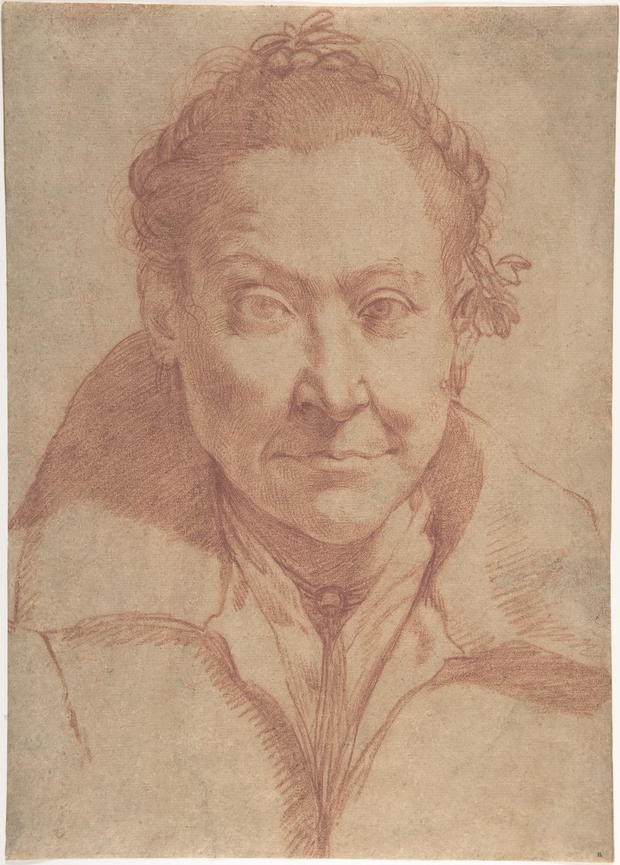Retrato de busto de uma mulher (recto); estudo de busto de uma rapariga (verso) de Agostino Carracci