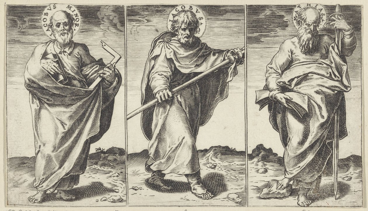 Tiago Menor, Tiago Maior e Matias Cristo, Maria, João Batista e os Apóstolos (título da série) de Agostino Carracci