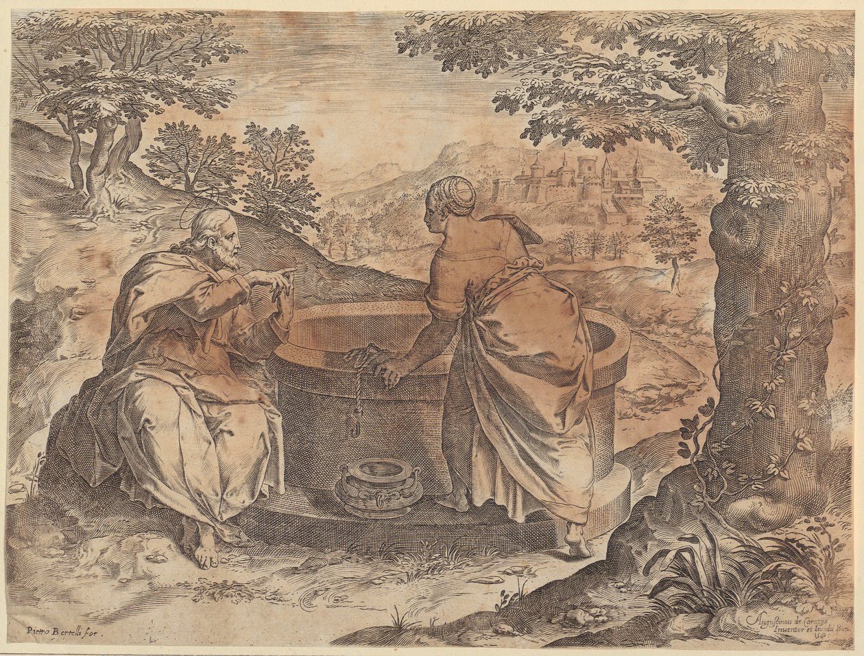 Jesus e a mulher samaritana de Agostino Carracci