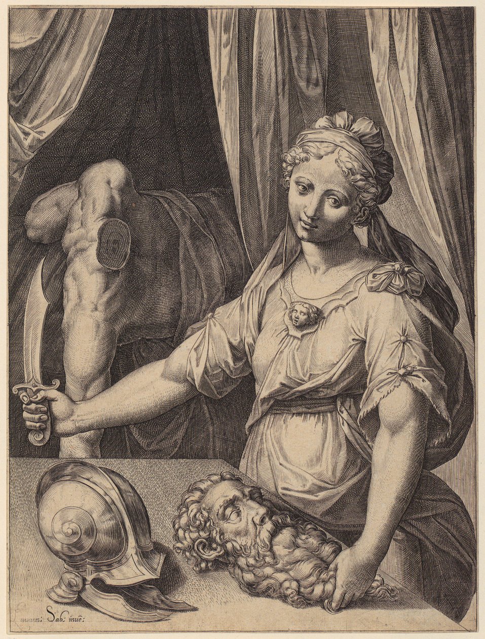 Judite com a cabeça de Holofernes de Agostino Carracci