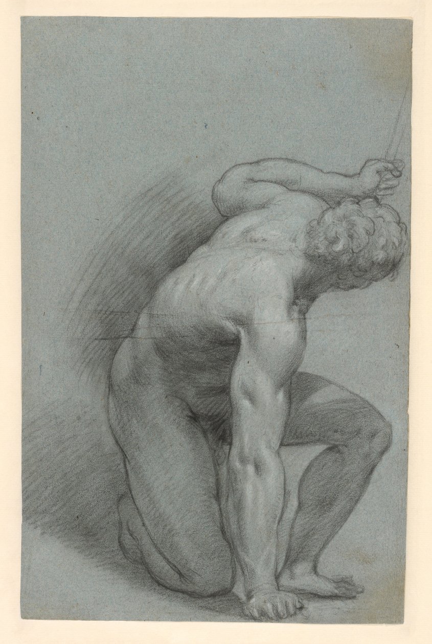 Figura ajoelhada (recto); figura reclinada (verso) de Agostino Carracci