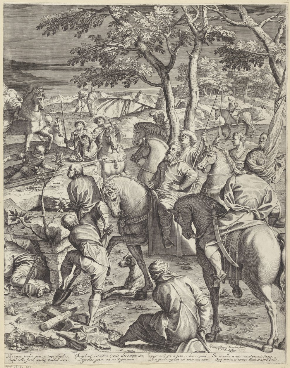 Crucificação de Cristo (parte direita) de Agostino Carracci