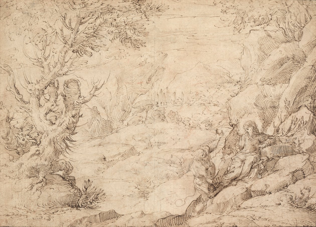 Paisagem com a Tentação de Cristo de Agostino Carracci