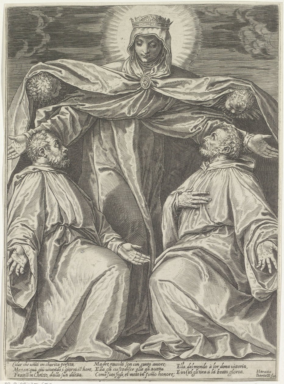 Maria protege os membros de uma fraternidade de Agostino Carracci