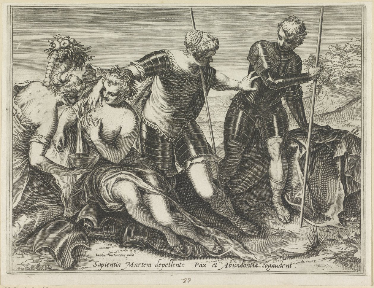 Marte mandado embora por Minerva de Agostino Carracci