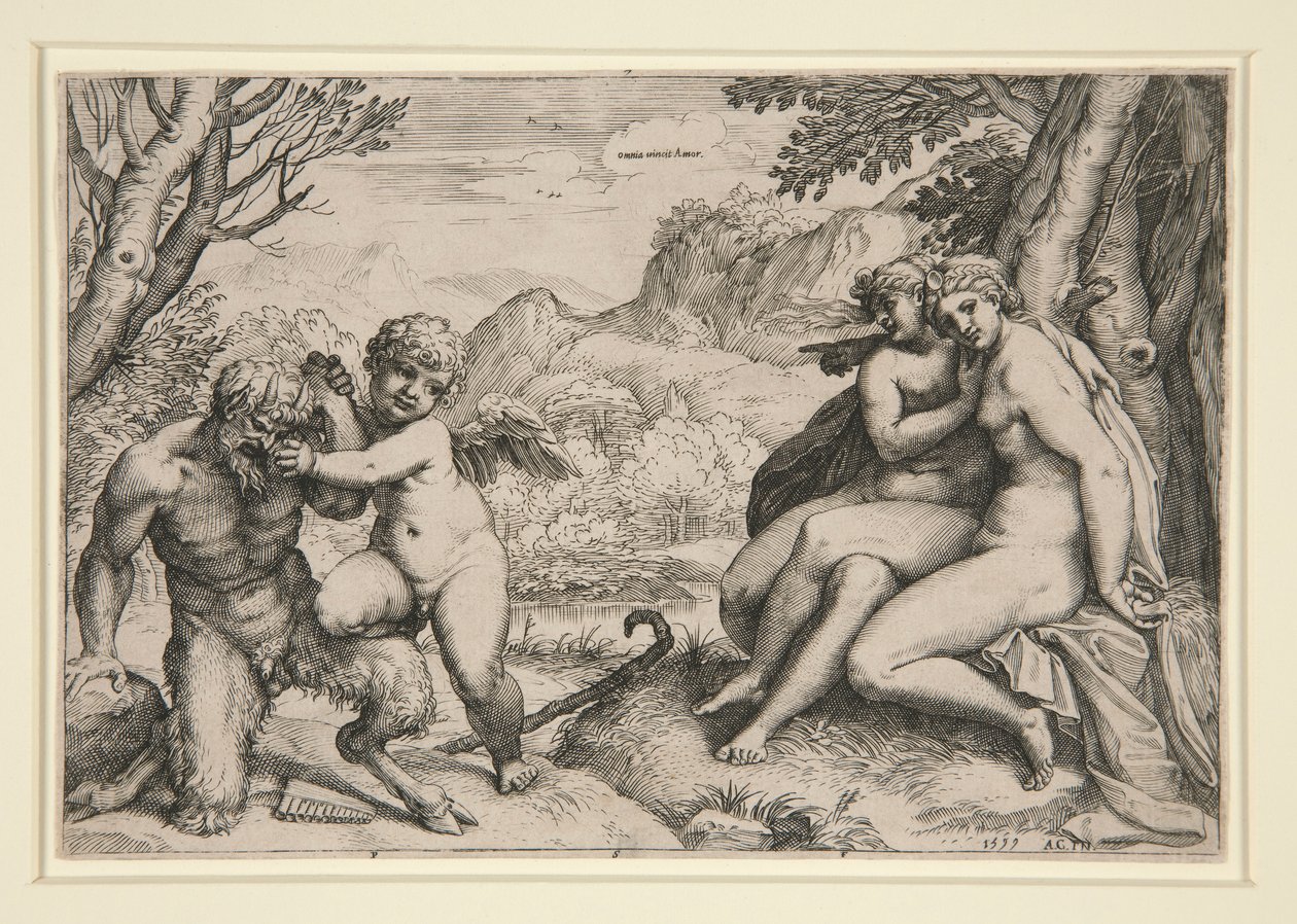 Pan Subjugado pelo Cupido de Agostino Carracci