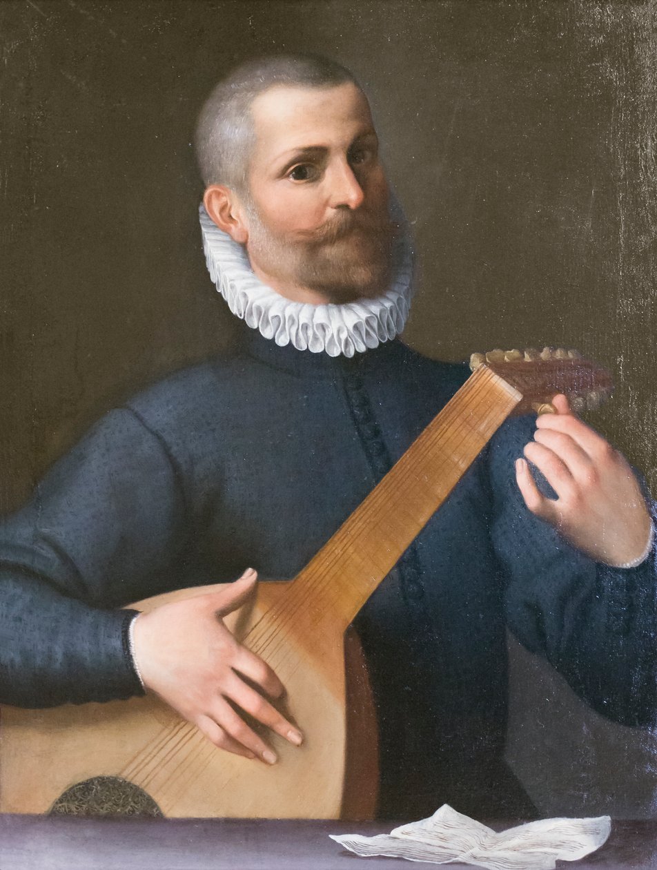Retrato de um jogador de alaúde, possivelmente Orazio Bassani de Agostino Carracci