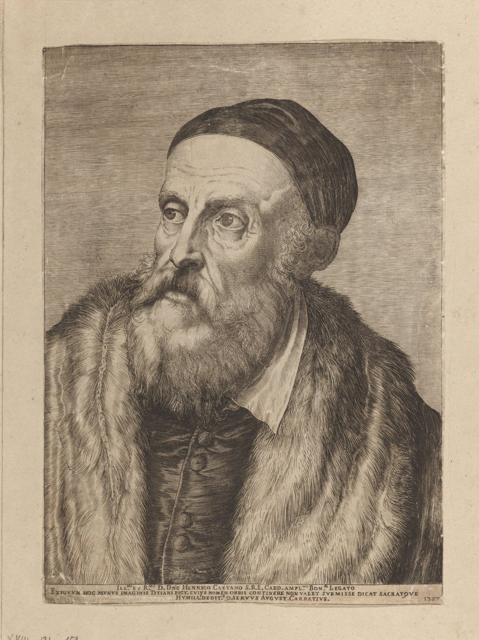 Retrato do pintor Ticiano de Agostino Carracci