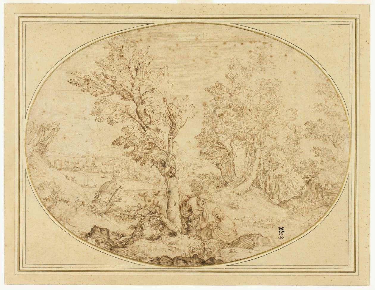Descanse na fuga para o Egito de Agostino Carracci