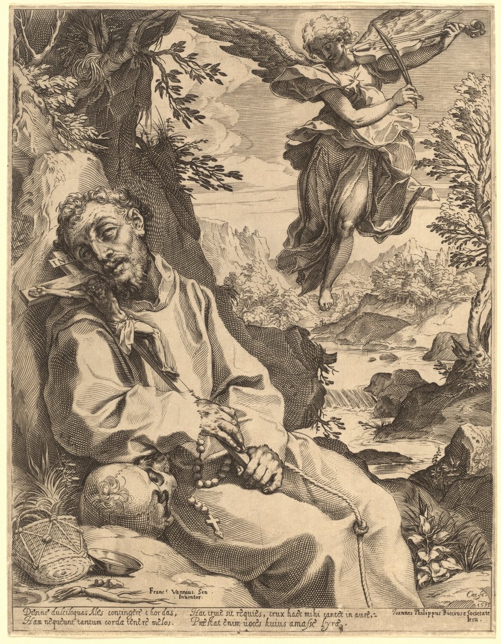 São Francisco consolado pelo anjo músico de Agostino Carracci