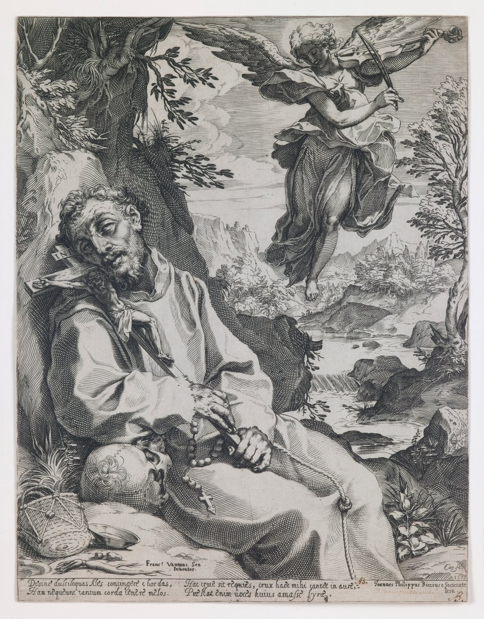 São Francisco consolado pelo anjo músico de Agostino Carracci