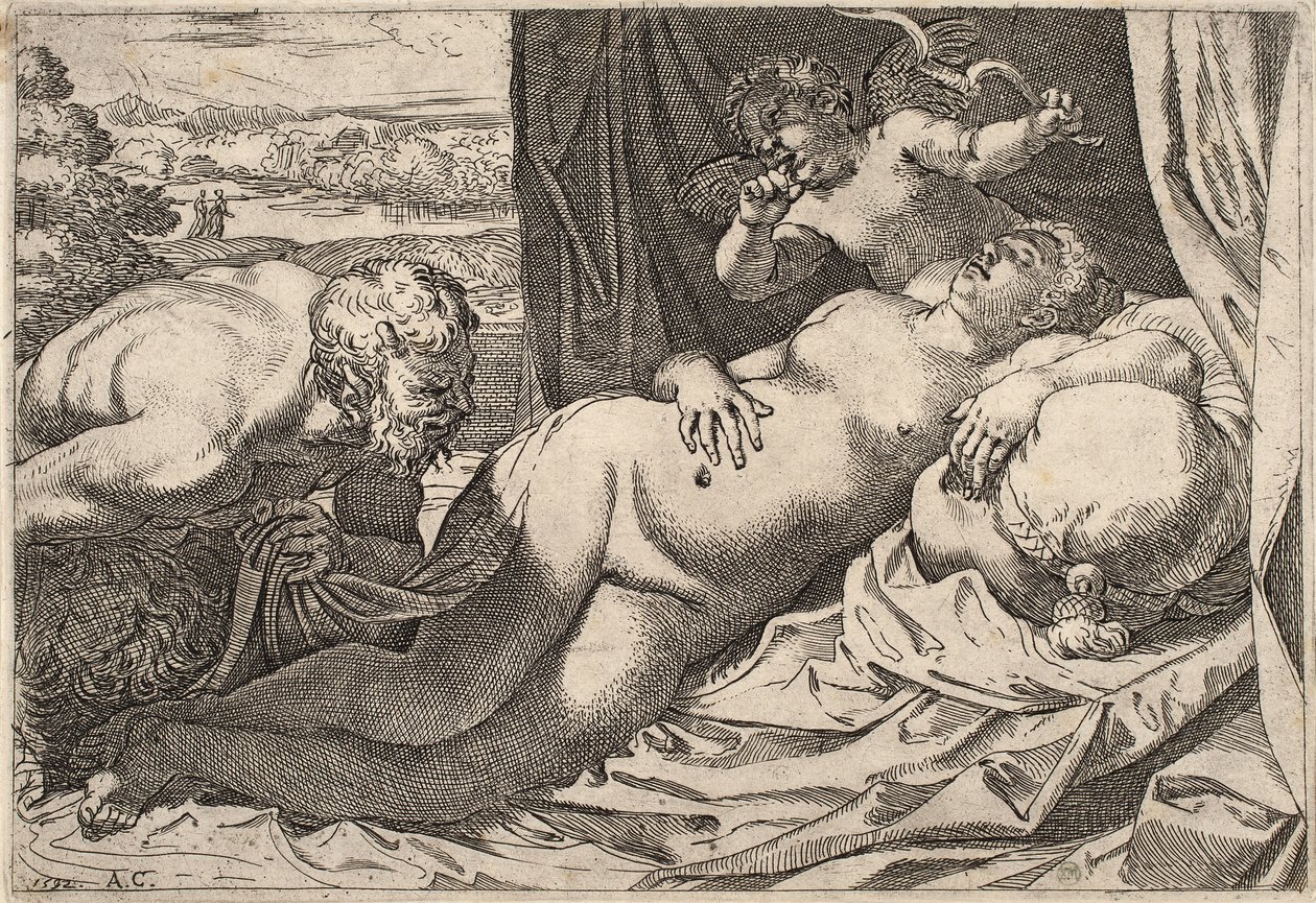Sátiro e Ninfa de Agostino Carracci