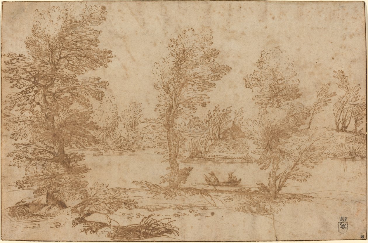 Rio Woodland com um barco de Agostino Carracci