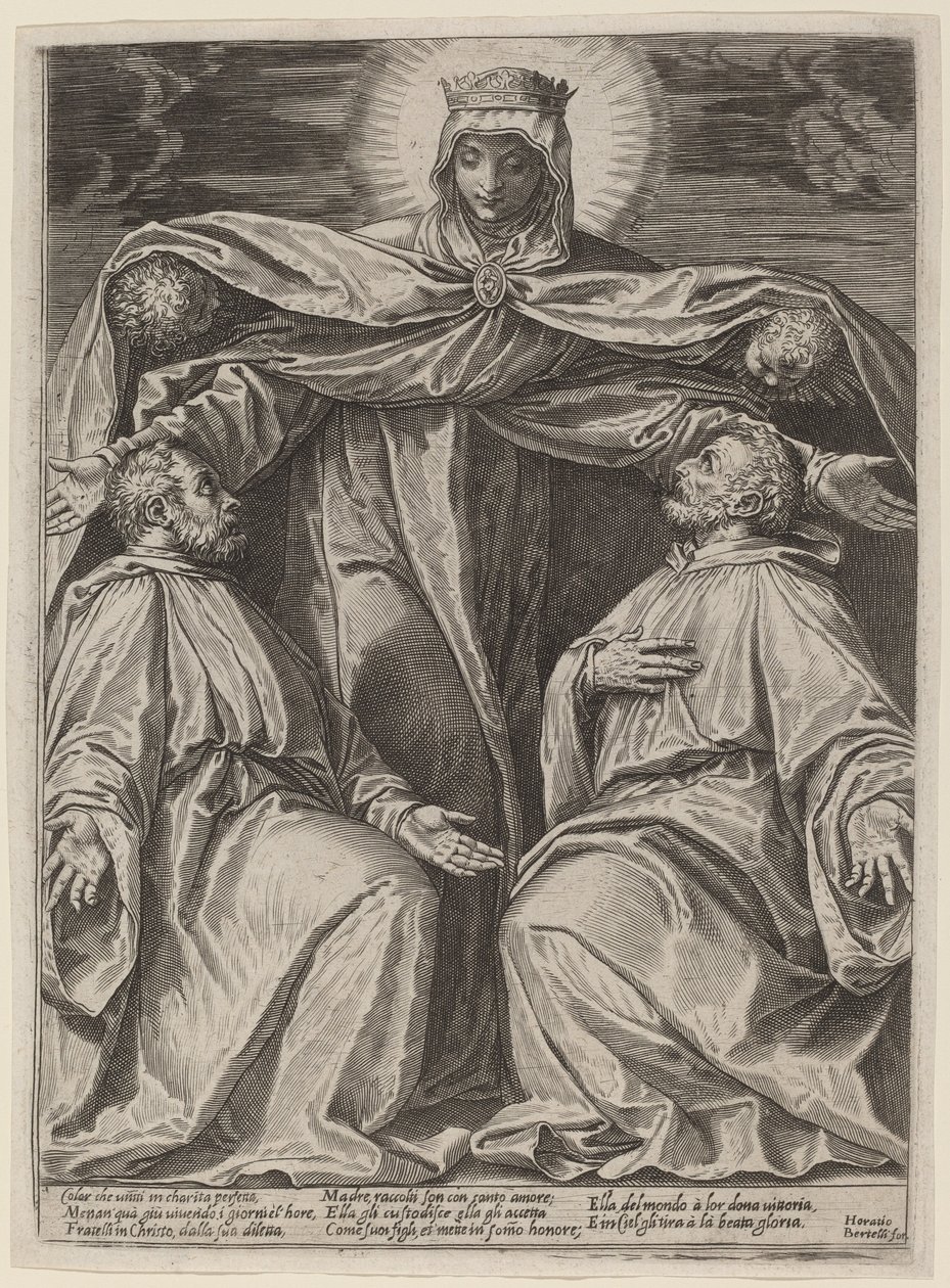 A Madonna protegendo dois membros de uma confraria de Agostino Carracci after Veronese