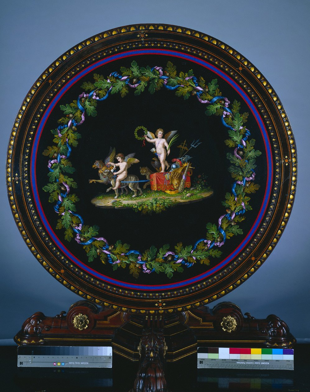 Mesa de centro com tampo em micromosaico, "Amor triunfante" de Agostino Francesangeli