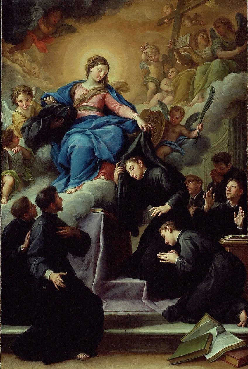 A Madonna com os Sete Fundadores da Ordem dos Servidores, c.1728 (óleo sobre tela) de Agostino Masucci
