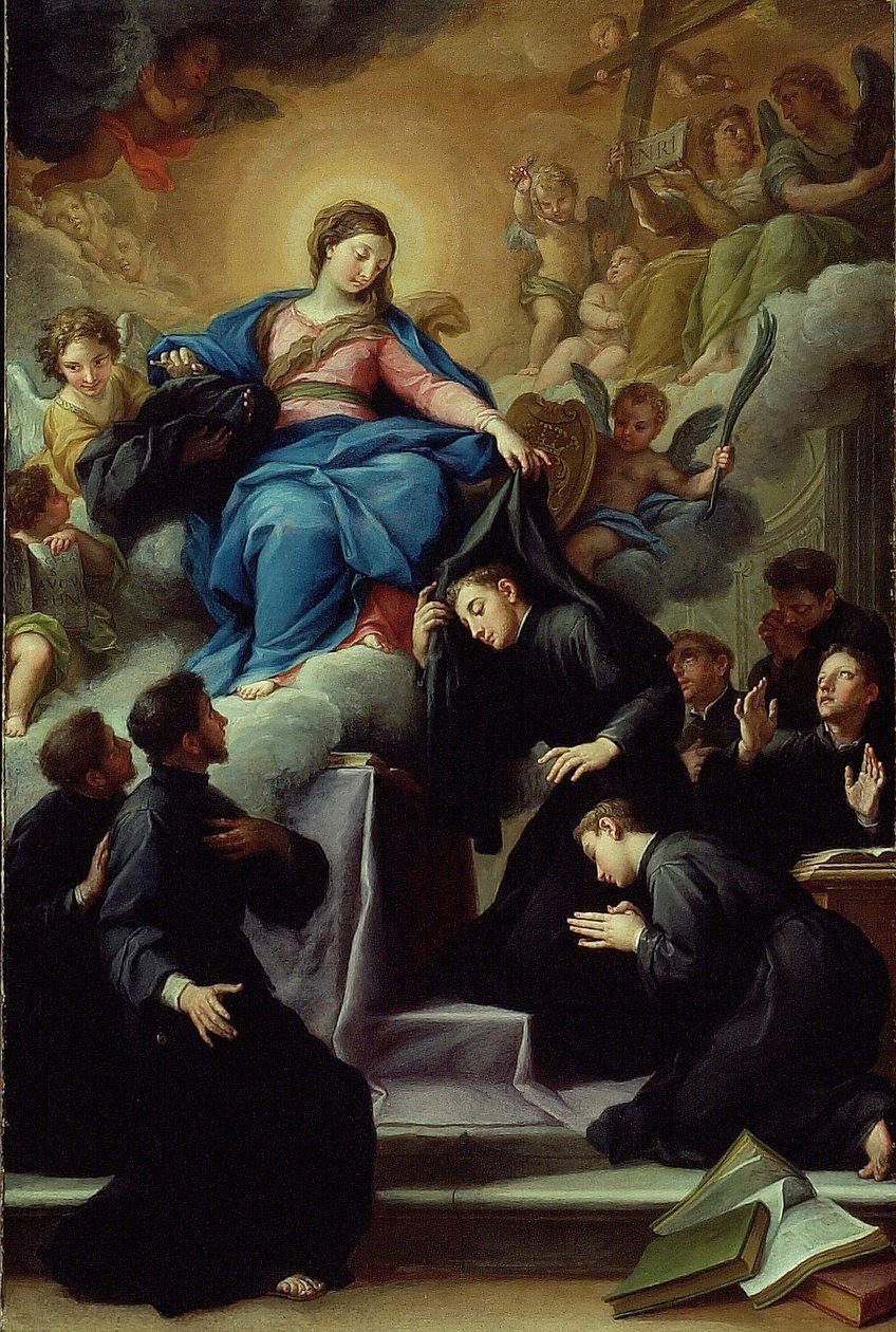A Madonna com os sete fundadores da Ordem dos Servitas, c. 1728. de Agostino Masucci