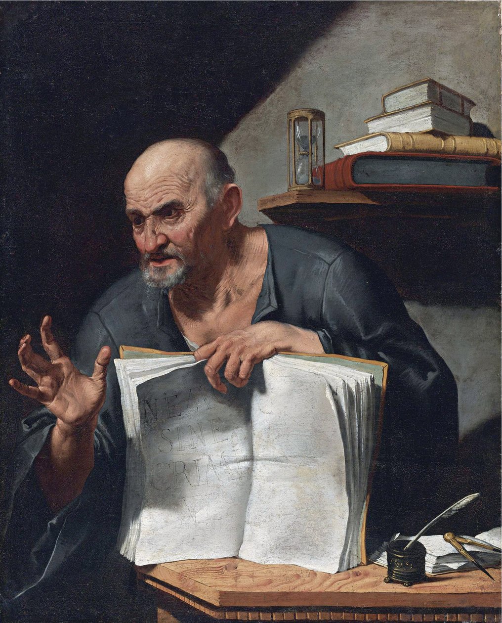 Dionysius Cato (3eme ou 4eme siecle) - Peinture de Agostino Scilla (1629-1700), - Óleo sobre tela, 98,5x80,6 - Colecção Privada de Agostino Scilla