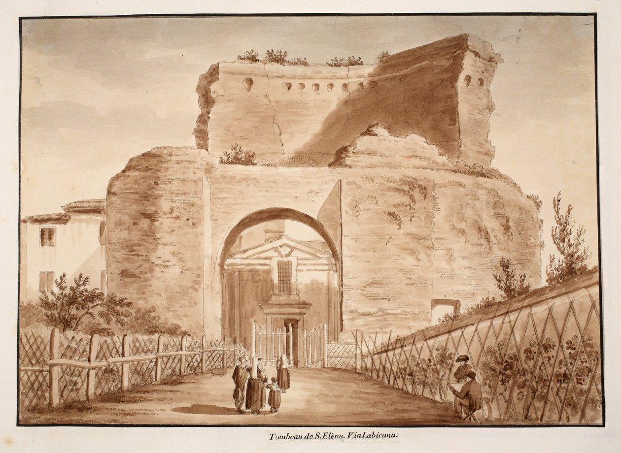 Túmulo de Santa Helena, Via Labicana, 1833 (gravura com lavagem marrom) de Agostino Tofanelli