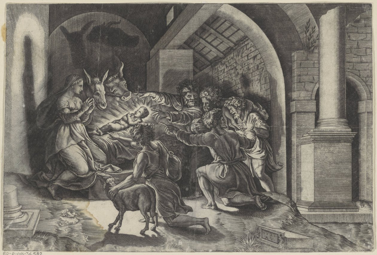 Adoração pelos pastores de Agostino Veneziano