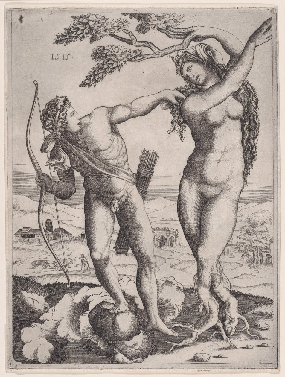 Apollo e Daphne, datado de 1515., datado de 1515. de Agostino Veneziano