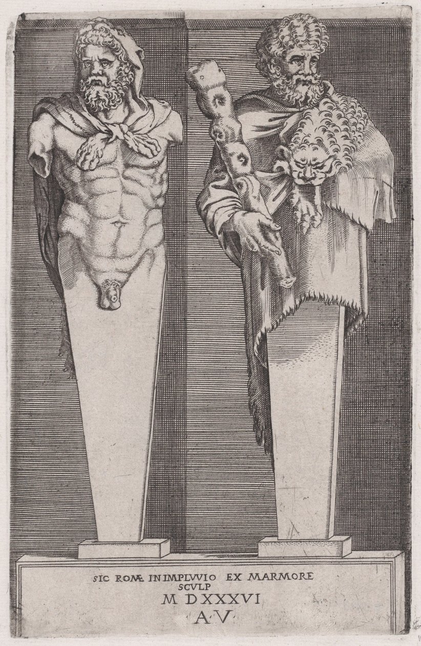 Hércules do The Hermae, datado de 1536. de Agostino Veneziano
