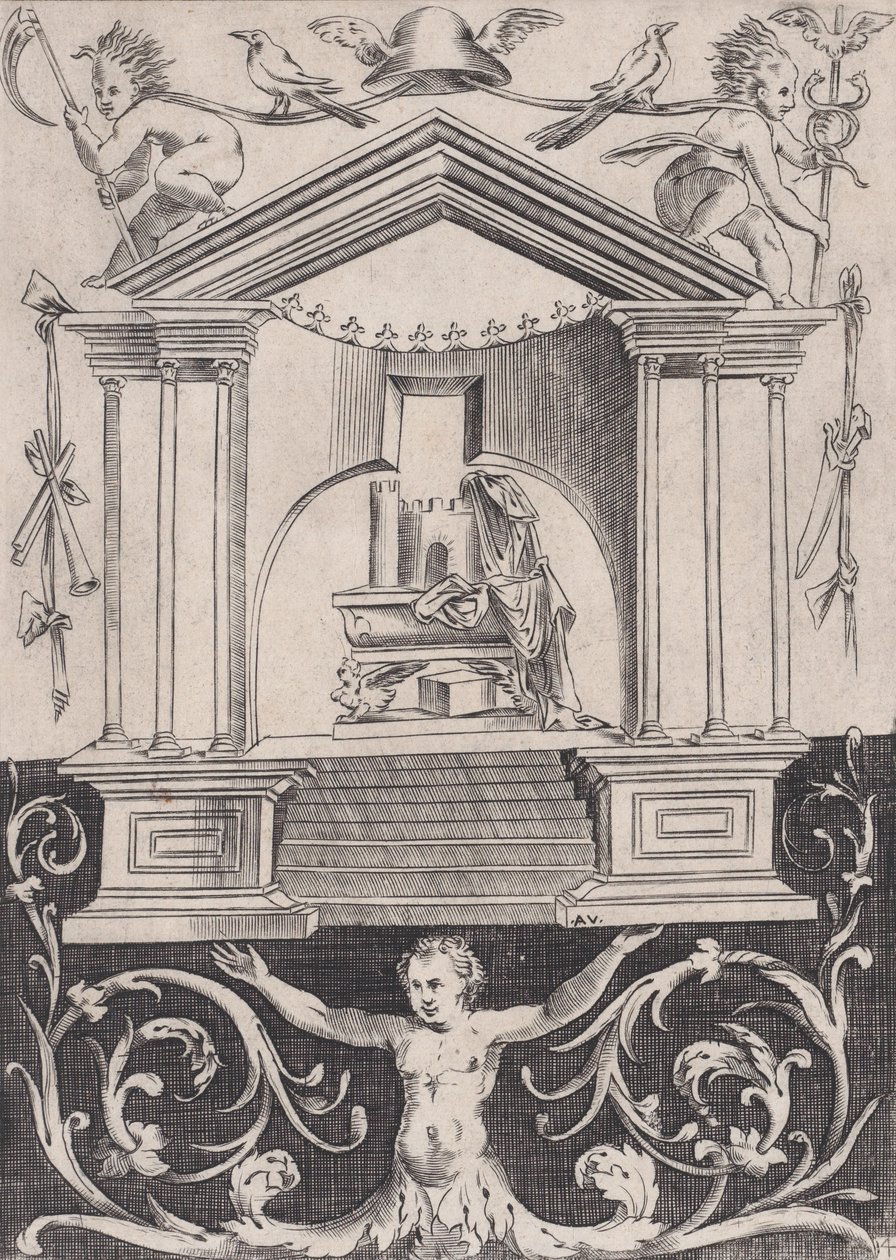 Painel Ornamental, ca. 1514-36. de Agostino Veneziano