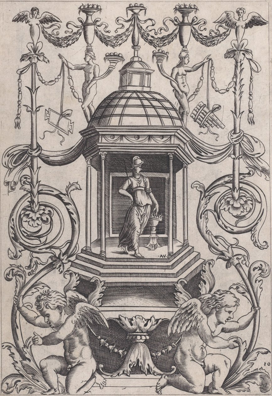 Painel Ornamental, ca. 1514-36. de Agostino Veneziano