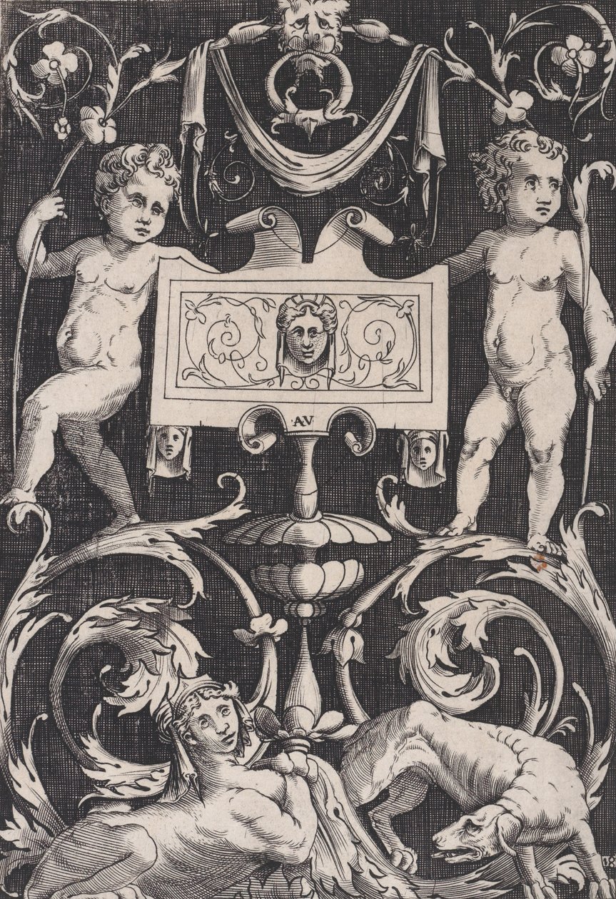 Painel Ornamental, ca. 1514-36. de Agostino Veneziano