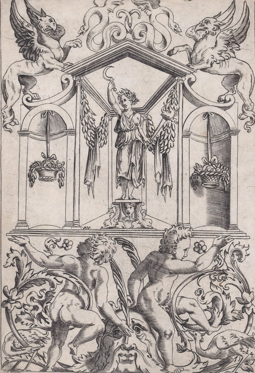 Painel Ornamental, ca. 1514-36. de Agostino Veneziano