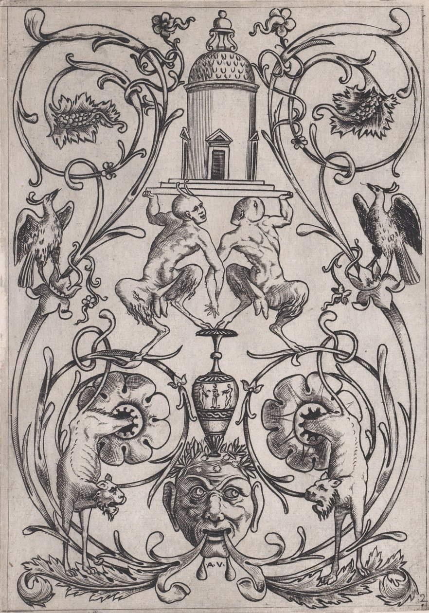Painel Ornamental, ca. 1514-36. de Agostino Veneziano
