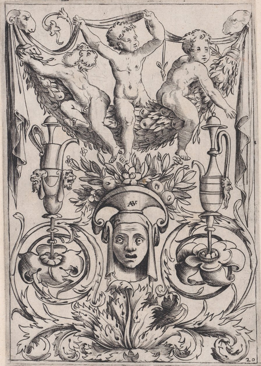 Painel Ornamental, ca. 1514-36. de Agostino Veneziano