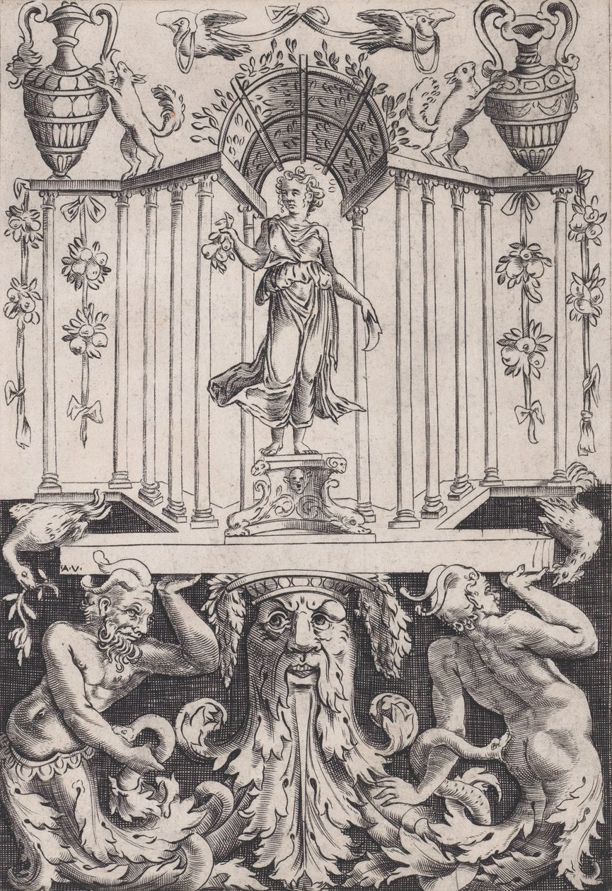 Painel Ornamental, ca. 1514-36. de Agostino Veneziano