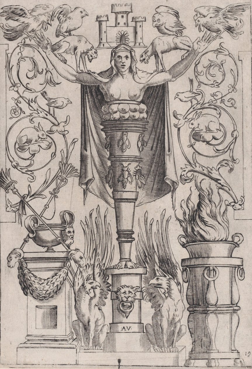 Painel Ornamental, ca. 1514-36. de Agostino Veneziano