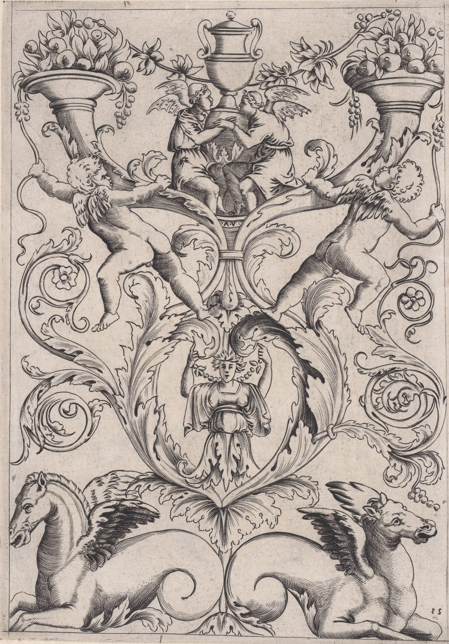 Painel Ornamental, ca. 1514-36. de Agostino Veneziano