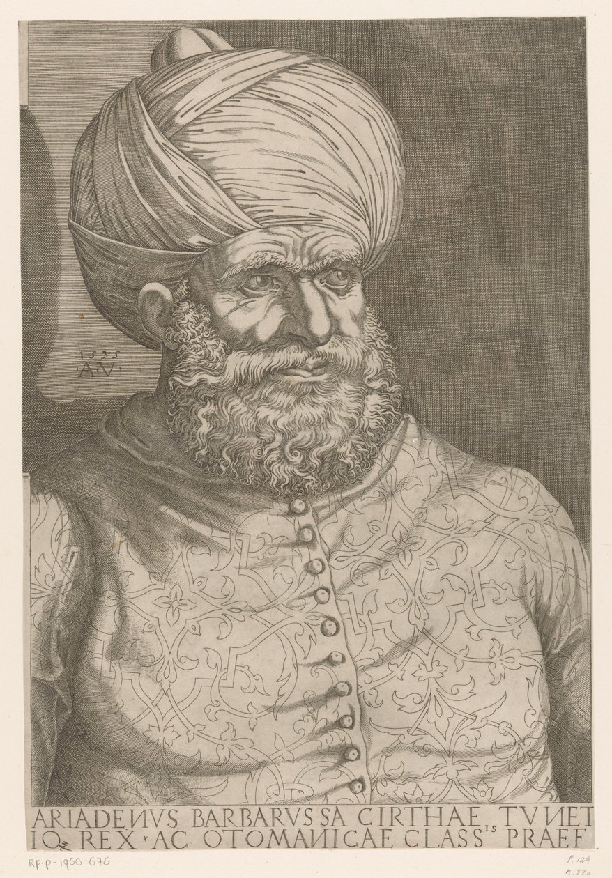 Retrato do Almirante Khair ad-Din Barbarossa de Agostino Veneziano