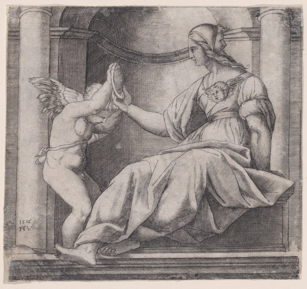 Prudência, datado de 1516. de Agostino Veneziano
