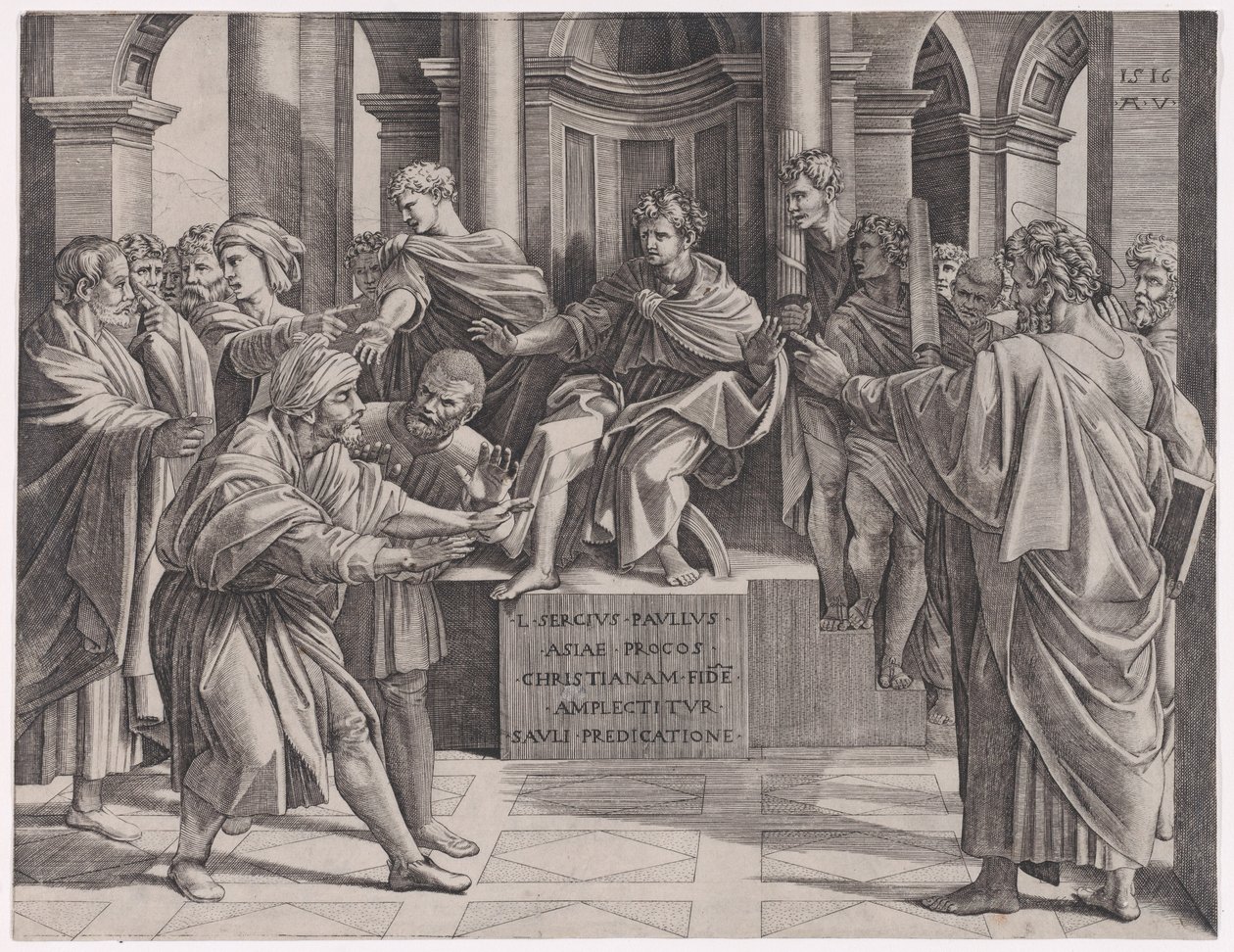 A Cegueira de Elimas, datada de 1516., datada de 1516. de Agostino Veneziano